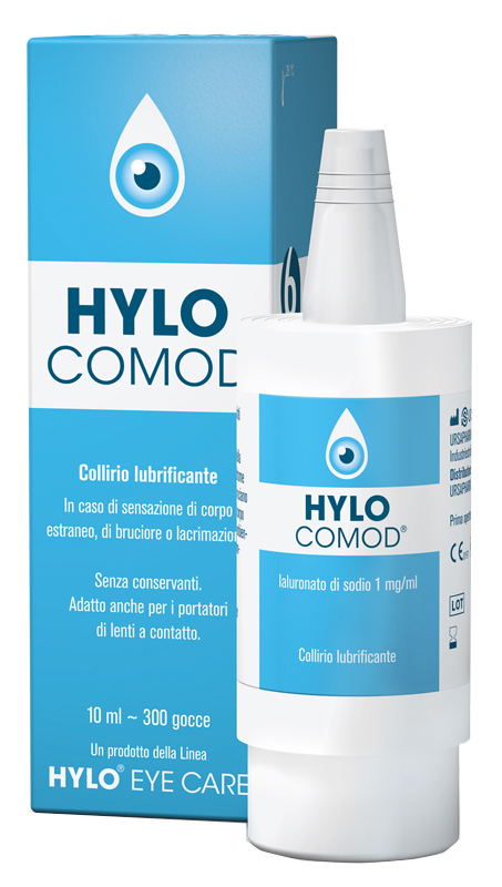 HYLO-COMOD GOCCE OCULARI IALURONATO DI SODIO 0,1%  FLACONCINO 10 ML - Farmacia Castello Srl
