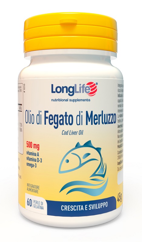 LONGLIFE OLIO FEGATO MERLUZZO 500 MG 60 PERLE IN GELATINA - Farmacia Castello Srl