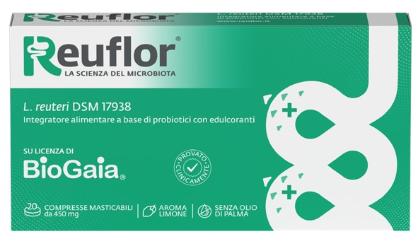 REUFLOR 20 COMPRESSE MASTICABILI AROMA LIMONE - Farmacia Castello Srl