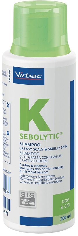 SEBOLYTIC SHAMPOO CUTE GRASSA CON SCAGLIE E CATTIVO ODORE CANE E GATTO 200 ML - Farmacia Castello Srl