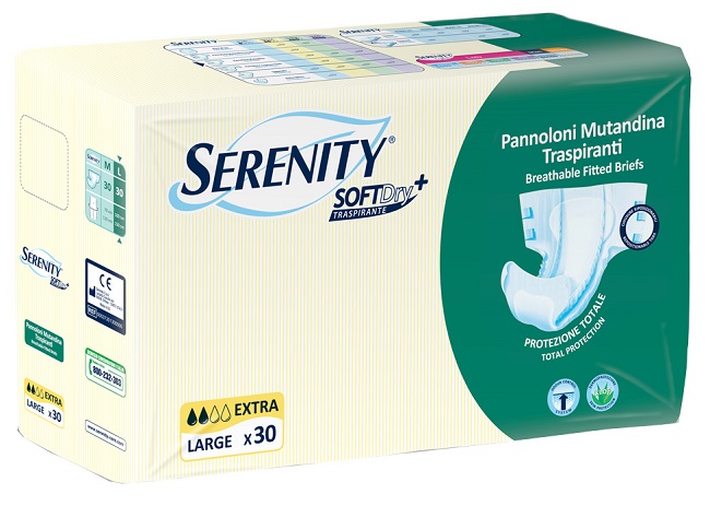 PANNOLONE MUTANDINA PER INCONTINENZA SERENITY SOFTDRY+ EXTRA TAGLIA LARGE 30 PEZZI - Farmacia Castello Srl
