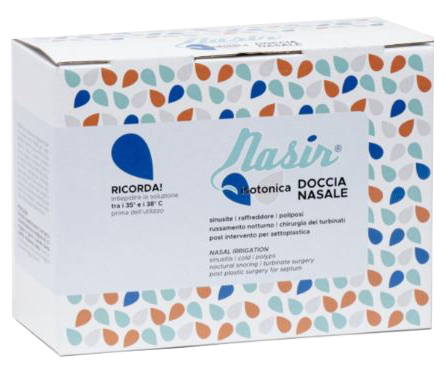 NASIR DOCCIA NASALE CON SOLUZIONE FISIOLOGICA ISOTONICA 10 SACCHE 250 ML + 1 BLISTER - Farmacia Castello Srl