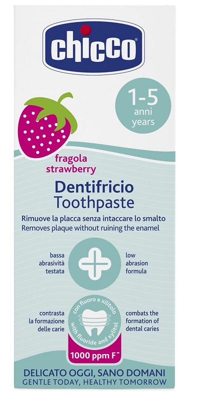 CHICCO DENTIFRICIO FRAGOLA 50 ML 12M+ CON FLUORO - Farmacia Castello Srl