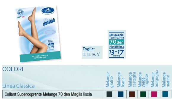 SAUBER COLLANT 70 DENARI SUPER COPRENTE MAGLIA LISCIA MELANGE GRAFITE 3 LINEA CLASSICA - Farmacia Castello Srl