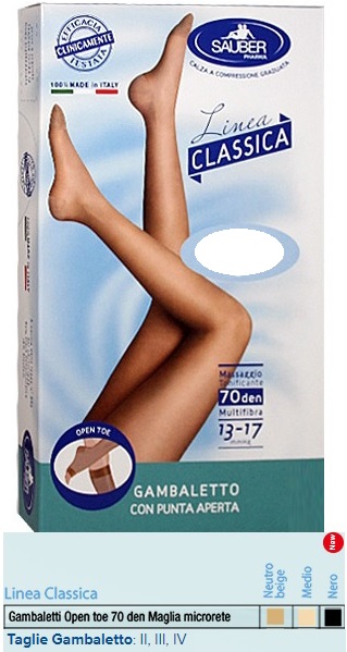 SAUBER GAMBALETTO OPEN TOE MAGLIA MICRORETE 70 DEN COLORE NEUTRO BEIGE TAGLIA 3 LINEA CLASSICA - Farmacia Castello Srl