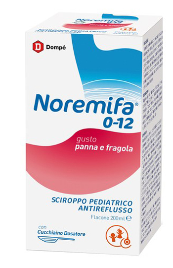 SCIROPPO PEDIATRICO ANTIREFLUSSO NOREMIFA 0-12 FLACONE 200 ML GUSTO PANNA E FRAGOLA - Farmacia Castello Srl