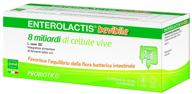 ENTEROLACTIS BEVIBILE 12 FLACONCINI DA 10 ML SOFAR - Farmacia Castello Srl