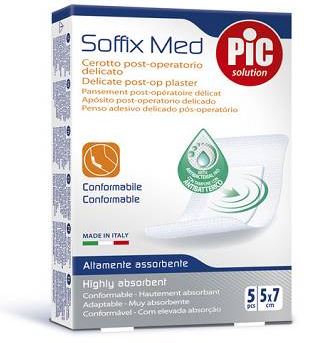 CEROTTO PIC SOFFIX MED IN TNT CON TAMPONE CENTRALE ASSORBENTE STERILE MONOUSO 5X7 CM ANTIBATTERICO 5 PEZZI - Farmacia Castello Srl