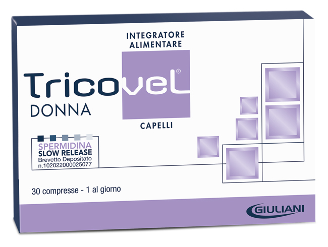 TRICOVEL DONNA INTEGRATORE ALIMENTARE CON NUTRIENTI SPECIFICI PER CAPELLI 30 COMPRESSE - Farmacia Castello Srl