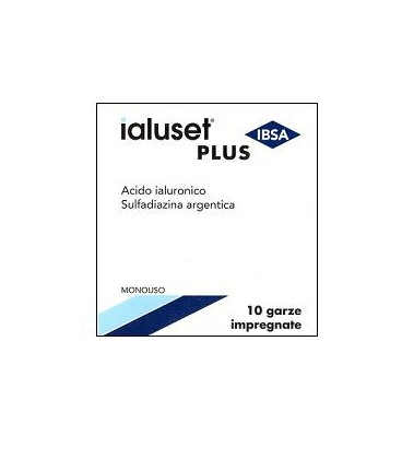GARZA IALUSET PLUS IMPREGNATA DI CREMA DI ACIDO IALURONICO 0,05%, DI SULFADIAZINA ARGENTICA 1%, MACROGOL, GLICEROLO E ACQUA 10 X 10 CM 10 PEZZI - Farmacia Castello Srl