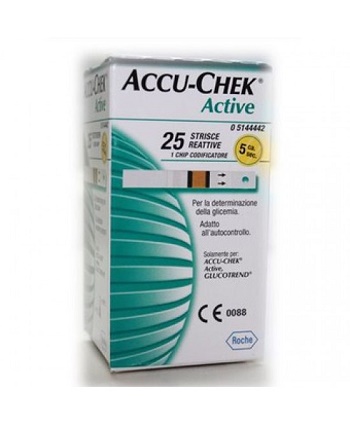 STRISCE MISURAZIONE GLICEMIA ACCU-CHEK ACTIVE STRIPS 25 PEZZI INF RETAIL - Farmacia Castello Srl