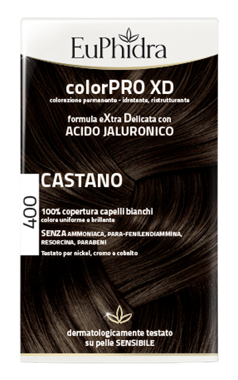 EUPHIDRA COLORPRO XD 400 CASTANO GEL COLORANTE CAPELLI IN FLACONE + ATTIVANTE + BALSAMO + GUANTI - Farmacia Castello Srl