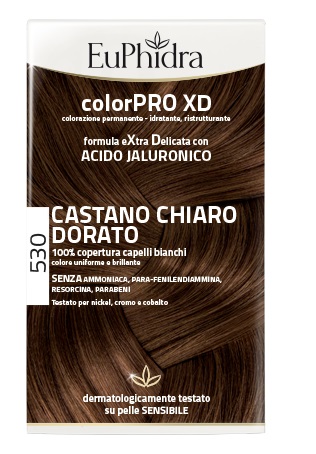 EUPHIDRA COLORPRO XD 530 CASTANO CHIARO DORATO GEL COLORANTE CAPELLI IN FLACONE + ATTIVANTE + BALSAMO + GUANTI - Farmacia Castello Srl