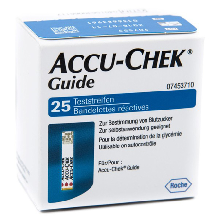 STRISCE MISURAZIONE GLICEMIA ACCU-CHEK GUIDE 25 PEZZI CONFEZIONE RETAIL - Farmacia Castello Srl