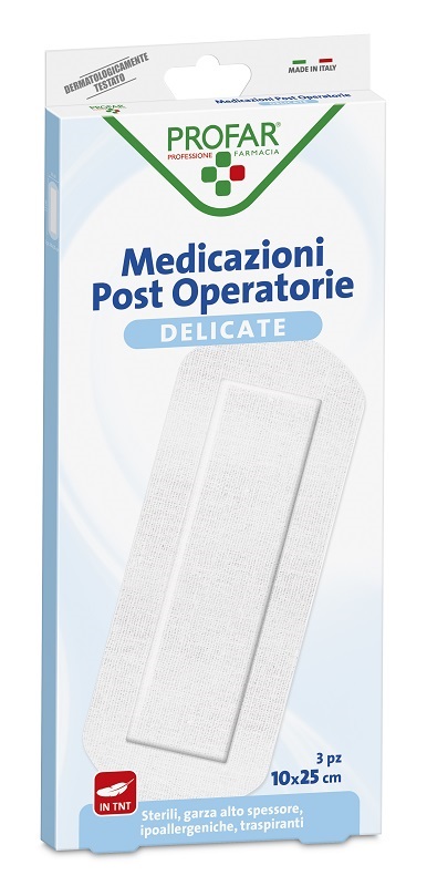 MEDICAZIONE POST OPERATORIA STERILE GARZA ANTIADERENTE 10X25 CM 3 PEZZI PROFAR - Farmacia Castello Srl