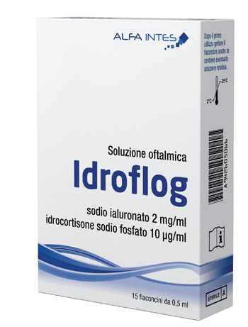 SOLUZIONE OFTALMICA IDROFLOG A BASE DI IALURONATO DI SODIO E IDROCORTISONE SODIO FOSFATO 15 FLACONCINI DA 0,5 ML - Farmacia Castello Srl