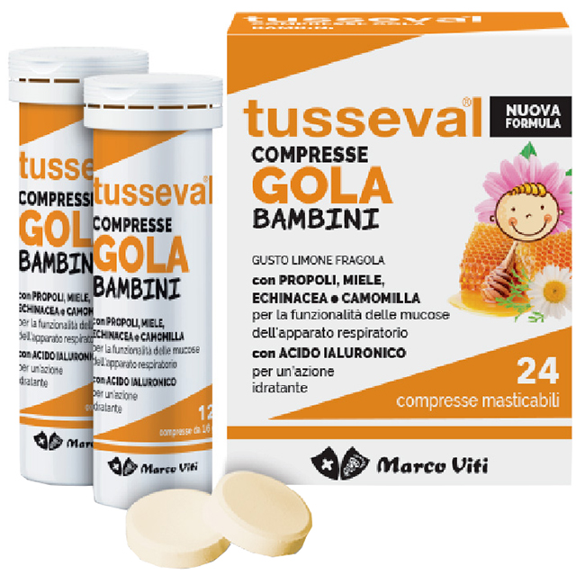TUSSEVAL GOLA BAMBINI 24 COMPRESSE - Farmacia Castello Srl