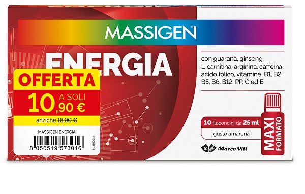 MASSIGEN ENERGIA 10 FLACONCINI DA 25 ML 10,90 E - Farmacia Castello Srl