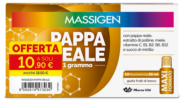 MASSIGEN PAPPA REALE 10 FLACONCINI DA 25 ML 10,90 E - Farmacia Castello Srl