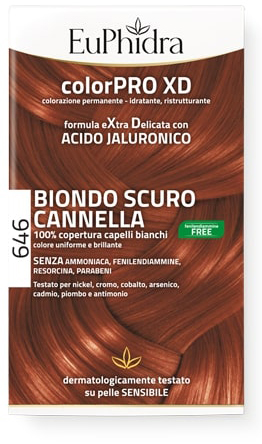 EUPHIDRA COLORPRO GEL COLORANTE CAPELLI XD 646 CANNELLA 50 ML IN FLACONE + ATTIVANTE + BALSAMO + GUANTI - Farmacia Castello Srl