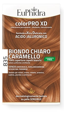 EUPHIDRA COLORPRO GEL COLORANTE CAPELLI XD 835 CARAMELLO 50 ML + ATTIVANTE + BALSAMO + GUANTI - Farmacia Castello Srl