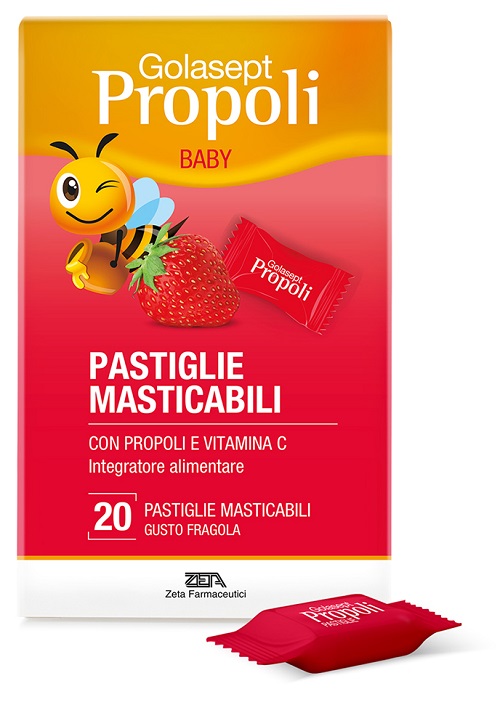 GOLASEPT PROPOLI BABY FRAGOLA 20 PASTIGLIE MASTICABILI - Farmacia Castello Srl