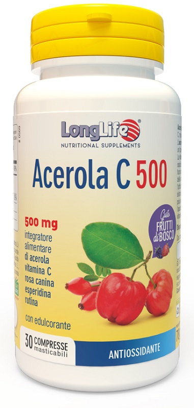 LONGLIFE ACEROLA C500 FRUTTI DI BOSCO 30 COMPRESSE MASTICABILI - Farmacia Castello Srl