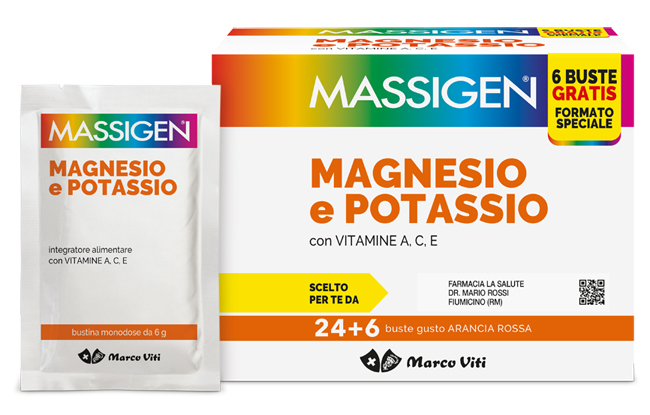 MASSIGEN MAGNESIO POTASSIO 24 BUSTINE + 6 BUSTINE - Farmacia Castello Srl