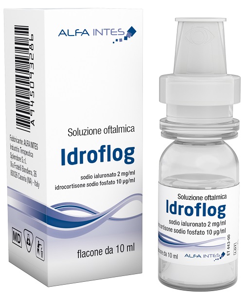 SOLUZIONE OFTALMICA IDROFLOG ACIDO IALURONATO 2 MG/ML E IDROCORTISONE SODIO FOSFATO 10 MCG/ML 10 ML - Farmacia Castello Srl