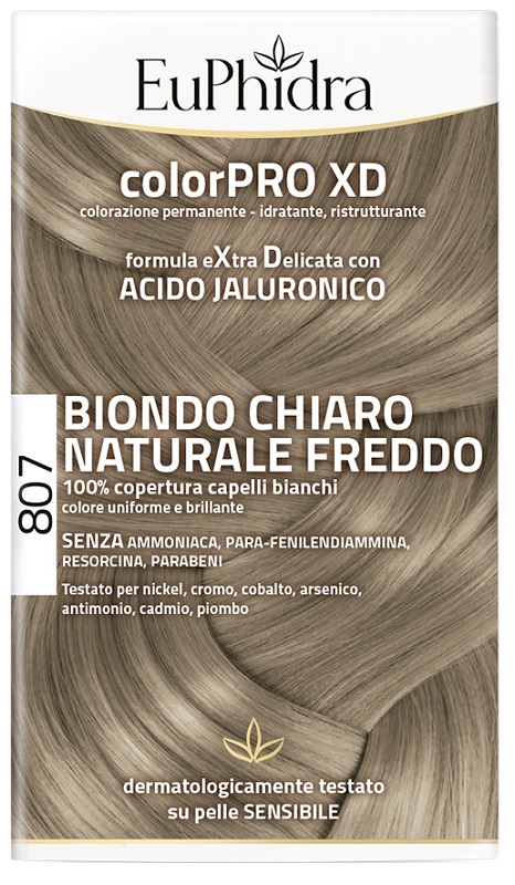 EUPHIDRA COLORPRO XD 807 BIONDO CHIARO NATURALE F COLORE + ATTIVANTE + BALSAMO + CUFFIA + GUANTI - Farmacia Castello Srl