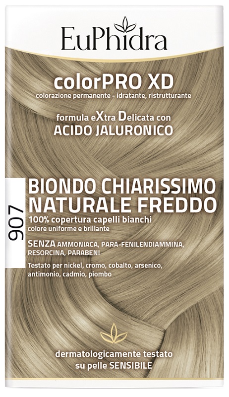 EUPHIDRA COLORPRO XD 907 BIONDO CHIARO MOGANO NATURALE F COLORE + ATTIVANTE + BALSAMO + CUFFIA + GUANTI - Farmacia Castello Srl