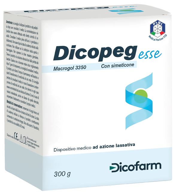 POLIMERO INERTE IDROSOLUBILE MACROGOL 3350 DICOPEG ESSE CON SIMETICONE PER TRATTAMENTO STIPSI POLVERE 300 G - Farmacia Castello Srl