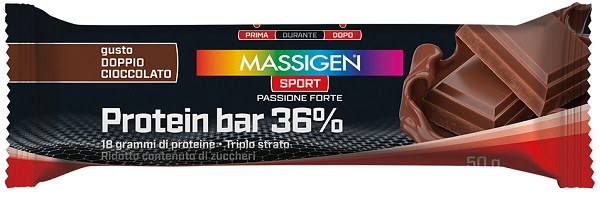 MASSIGEN SPORT PROTEIN BARRETTA 36% DOPPIO CIOCCOLATO 35 G - Farmacia Castello Srl