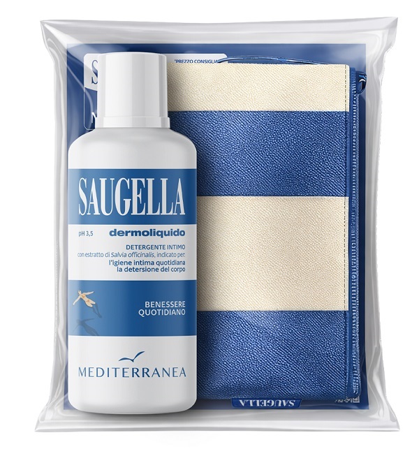 SAUGELLA MEDITERRANEA BUNDLE DERMOLIQUIDO 500 ML + GADGET POCHETTE - Farmacia Castello Srl