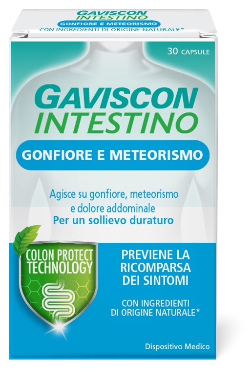 GAVISCON INTESTINO GONFIORE E METEORISMO 30 CAPSULE - Farmacia Castello Srl