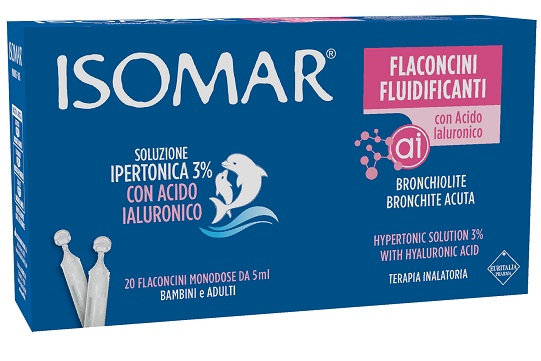 ISOMAR FLACONCINI FLUIDIFICANTI SOLUZIONE IPERTONICA 30%+ACIDO IALURONICO 20 FLACONCINI DA 5 ML - Farmacia Castello Srl