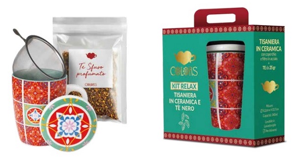 COLORS KIT RELAX TISANIERA IN CERAMICA + TE' NERO SFUSO 25 G - Farmacia Castello Srl
