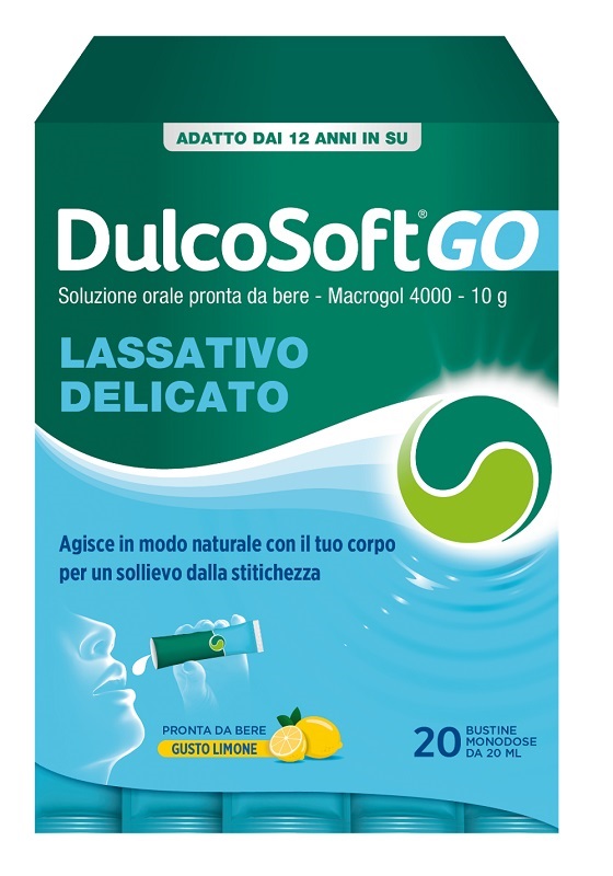 DULCOSOFT GO 20 BUSTINE DA 20 ML GUSTO LIMONE SENZA ZUCCHERO SENZA GLUTINE SENZA LATTOSIO - Farmacia Castello Srl