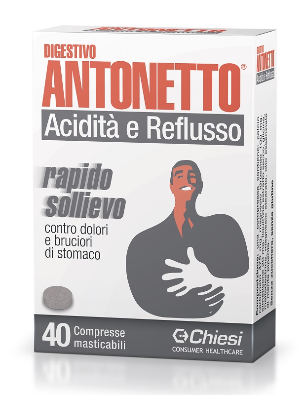 DIGESTIVO ANTONETTO ACIDITA' E REFLUSSO 40 COMPRESSE MASTICABILI - Farmacia Castello Srl