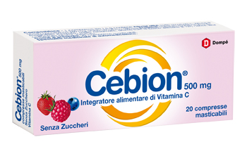 CEBION MASTICABILE SENZA ZUCCHERO VITAMINA C 500 MG 20 COMPRESSE - Farmacia Castello Srl