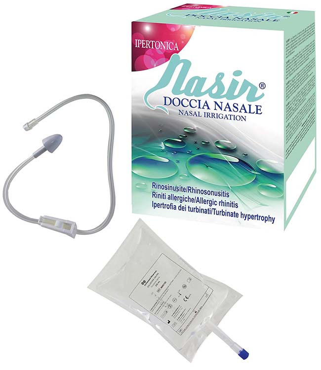 NASIR DOCCIA NASALE 2 SACCHE 250 ML ISOTONICA + 1 DEFLUSSORE - Farmacia Castello Srl