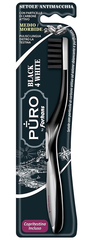 FORHANS SPAZZOLINO BLACK4WHITE SETOLE CARBONE - Farmacia Castello Srl
