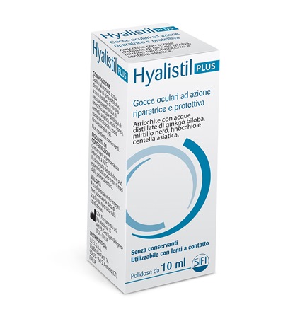 GOCCE OCULARI HYALISTIL PLUS ACIDO IALURONICO 0,4% ACQUA DISTILLATA DI GINKGO BILOBA + MIRTILLO NERO + FINOCCHIO + CENTELLA ASIATICA 10 ML - Farmacia Castello Srl