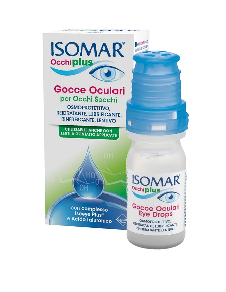 ISOMAR OCCHI PLUS GOCCE OCULARI PER OCCHI SECCHI ALL'ACIDO IALURONICO 0,25% 10 ML - Farmacia Castello Srl