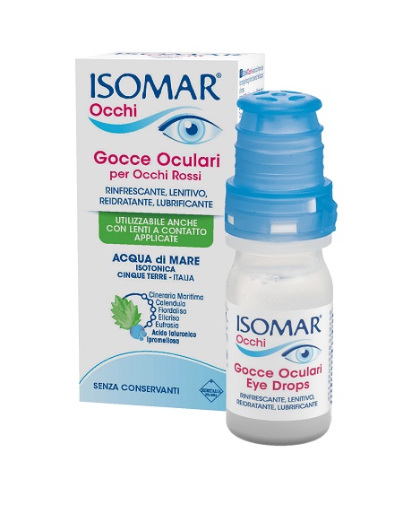 ISOMAR OCCHI GOCCE OCULARI ALL'ACIDO IALURONICO 0,20% 10 ML SENZA CONSERVANTI - Farmacia Castello Srl