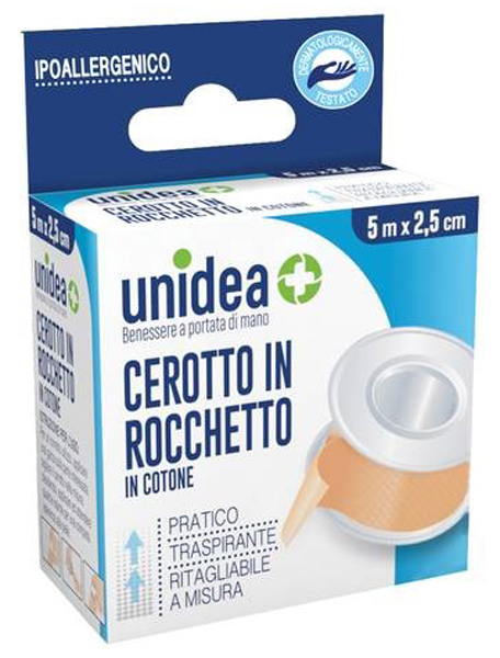 CEROTTO IN ROCCHETTO UNIDEA IN TELA M 5X2,5 CM - Farmacia Castello Srl