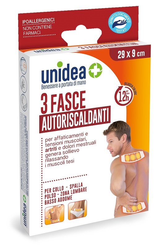 FASCIA RISCALDANTE UNIDEA 29X9 CM 3 PEZZI - Farmacia Castello Srl