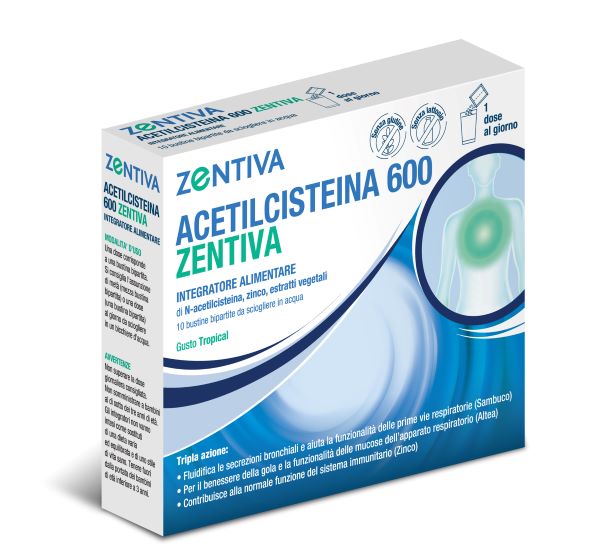 ACETILCISTEINA 600 ZENTIVA 10 BUSTINE BIPARTITE GUSTO TROPICAL - Farmacia Castello Srl