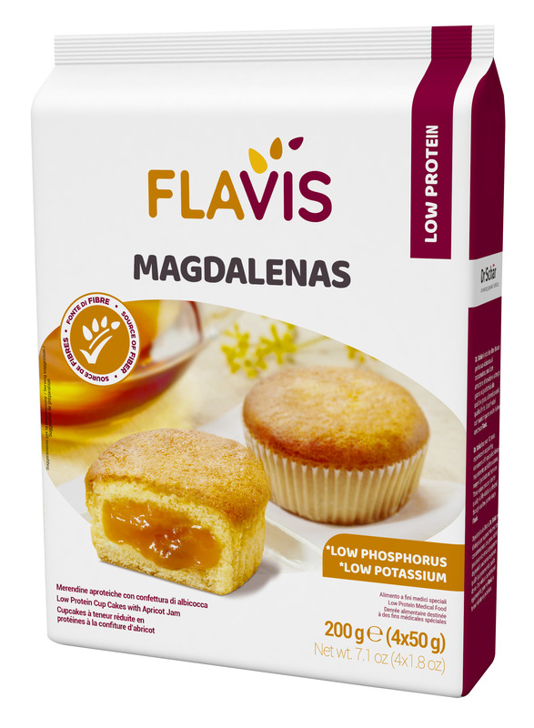 FLAVIS MAGDALENAS MERENDINE APROTEICHE CON CONFETTURA DI ALBICOCCA 4 MONOPORZIONI DA 50 G - Farmacia Castello Srl