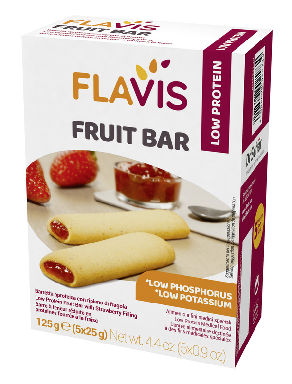 FLAVIS FRUIT BAR BARRETTA APROTEICA CON RIPIENO DI FRAGOLA 5 PEZZI DA 25 G - Farmacia Castello Srl